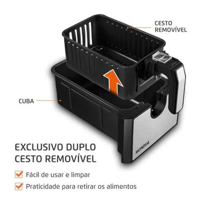 Imagem de Fritadeira Air Fryer Dual Duplo AFD-01-BI Cesto 8L Mondial Preto 220V