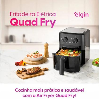 Imagem de Fritadeira Air Fryer Elétrica sem Óleo Elgin Quad Fry 4,2 Litros 1.400W Preta com Nota Fiscal e Garantia