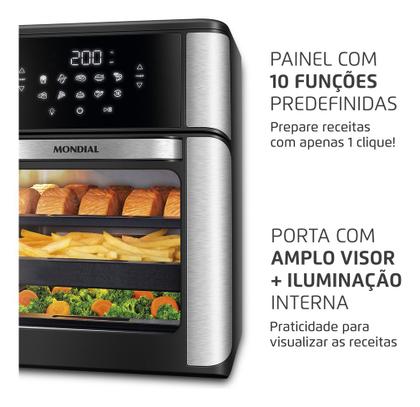 Imagem de Fritadeira Air Fryer Forno Oven 12L Mondial 2000W AFON-12L-BI-BC