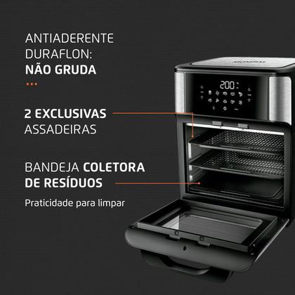 Imagem de Fritadeira Air Fryer Forno Oven 12L Mondial AFO12LBI Preto Inox 2000W 220v
