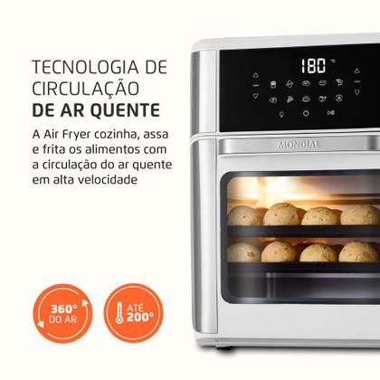 Imagem de Fritadeira Air Fryer Forno Oven 12L Mondial Branco/Inox 2000W - AFON-12L-WI