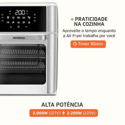 Imagem de Fritadeira Air Fryer Forno Oven 12L Mondial Branco/Inox 2000W - AFON-12L-WI