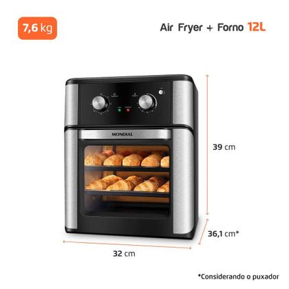 Imagem de Fritadeira Air Fryer Forno Oven 12L Mondial Preto 2000W AFON12LAB