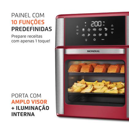 Imagem de Fritadeira Air Fryer Forno Oven 12L Mondial Vermelho Inox 2000W AFON12LRI