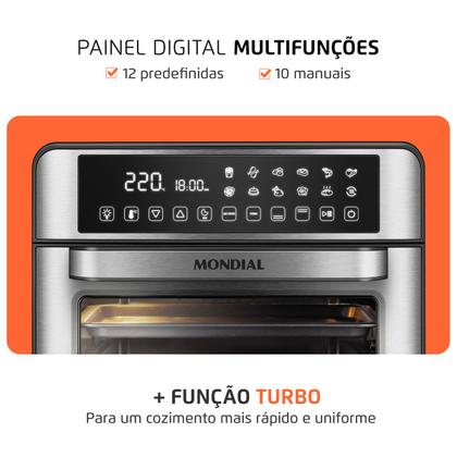 Imagem de Fritadeira Air Fryer Forno Oven Mondial Digital Afo-25l-bi 25l 2000w Preto com Inox