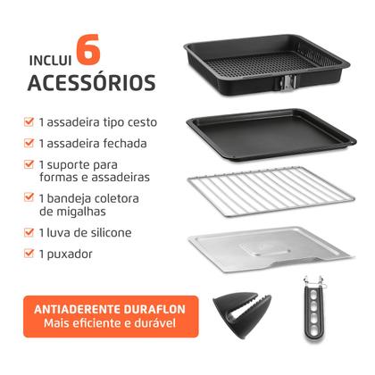 Imagem de Fritadeira Air Fryer Forno Oven Mondial Digital Afo-25l-bi 25l 2000w Preto com Inox