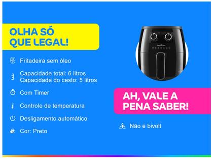 Imagem de Fritadeira Britânia Air Fry 6 Litros Preta BFR15P  127 Volts