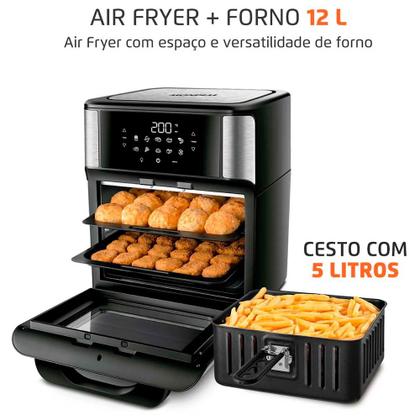 Imagem de Fritadeira Elétrica Air Fryer Forno Oven 12L Mondial Preto/Inox AFON-12L-BI 2000W