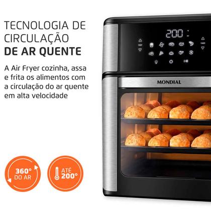 Imagem de Fritadeira Elétrica Air Fryer Forno Oven 12L Mondial Preto/Inox AFON-12L-BI 2000W