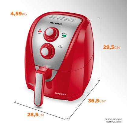 Imagem de Fritadeira Elétrica Air Fryer Mondial AFN-40-RI 4L Inox/Vermelha - 127V