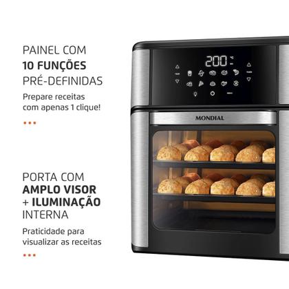 Imagem de Fritadeira Elétrica Air Fryer Mondial Forno Oven AFON-12L-BI Preta 12L - 220V