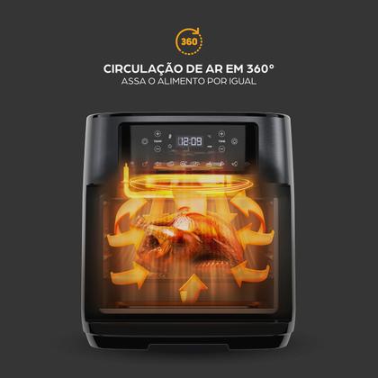 Imagem de Fritadeira Elétrica Air Fryer Oven Black INOX WAP WAOD2 12 Litros 4 em 1 Porta com Abertura Lateral e Removível 1800W