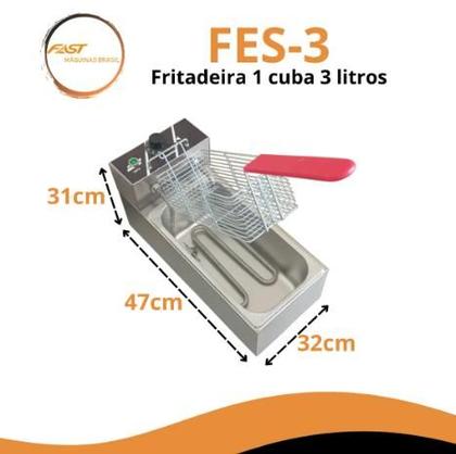 Imagem de Fritadeira Elétrica Com Tampa FES03 1 Cuba 3L 220v Linha profissional Fast Máquina