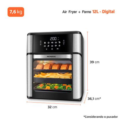 Imagem de Fritadeira Elétrica Forno Oven 12L Mondial AFON-12L-BI-BC