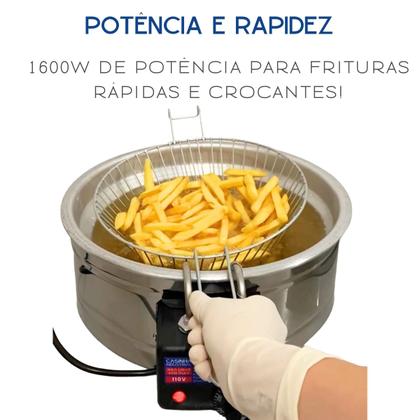 Imagem de Fritadeira Elétrica Industrial Tacho Redondo 5L com Escorredor 