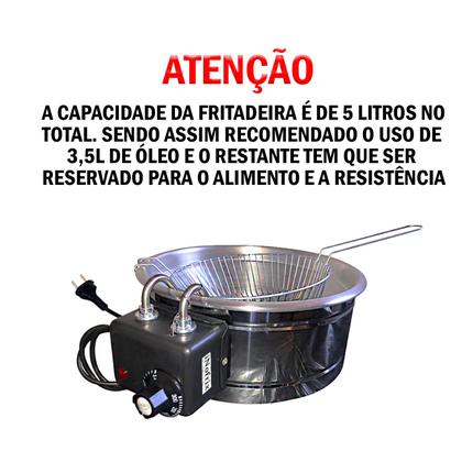 Imagem de Fritadeira Elétrica Redonda Industrial Inox Profissional 5l