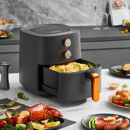 Imagem de Fritadeira Elétrica Sem Óleo 6L Gaabor Air Fryer Jumbo 1500W Antiaderente Grafite Fosco Tamanho Família