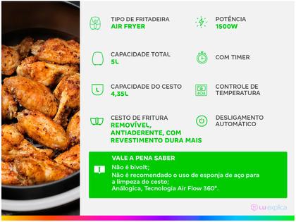 Imagem de Fritadeira Elétrica sem Óleo/Air Fryer Britânia BFR40PI Preto 4,35L com Timer