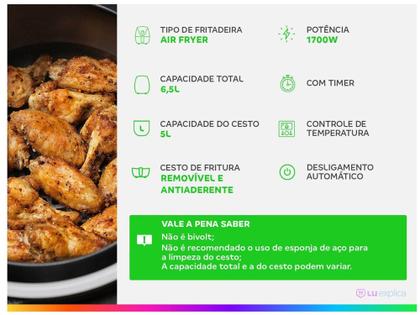 Fritadeira Elétrica sem Óleo/Air Fryer Electrolux - Family Efficient EAF50 Grafite 5L com Timer Imagem de Fritadeira Elétrica sem Óleo/Air Fryer Electrolux - Family Efficient EAF50 Grafite 5L com Timer