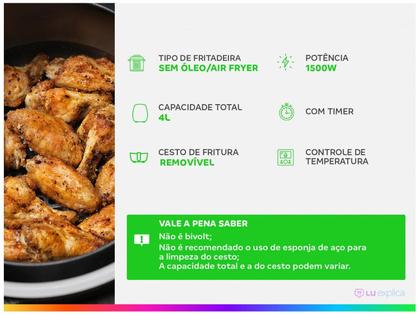 Imagem de Fritadeira Elétrica Sem Óleo/Air Fryer Mondial NAF-05 Preta 4L com Timer