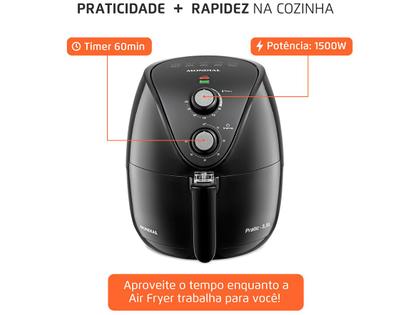 Imagem de Fritadeira Elétrica sem Óleo/Air Fryer Mondial Pratic AF-35-BF Preta 3,5L com Timer