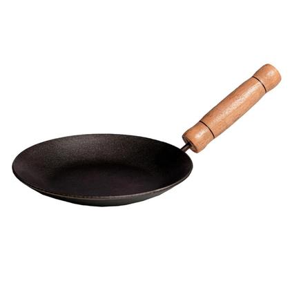 Imagem de Fritadeira Frigideira 17cm Chapa Em Aço Cabo De Madeira Metalmig