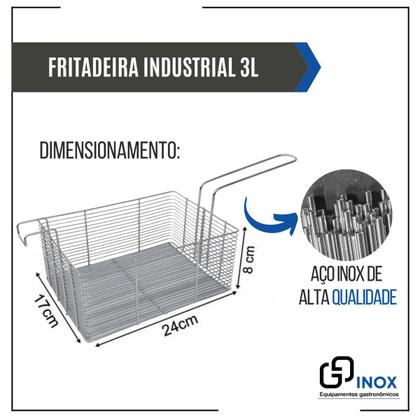 Imagem de Fritadeira Industrial Elétrica GG Inox 3 L Aço Inoxidável