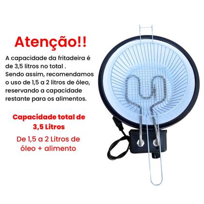 Imagem de Fritadeira Industrial Elétrica Tacho Esmaltado Profissional 3,5L - Residencial
