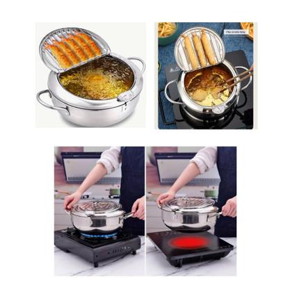 Imagem de Fritadeira Japonesa Fryer Aço Inox 29 Cm 4,2l Com Termômetro