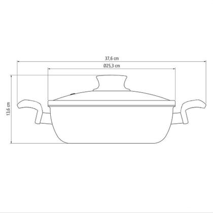 Imagem de Fritadeira Multiuso Paris Antiaderente Starflon Max Vermelho Com Tampa De Vidro 24 Cm 2,8