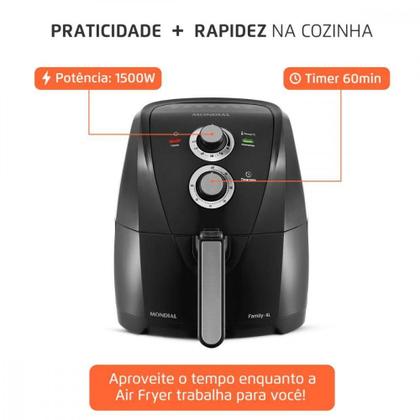 Imagem de Fritadeira Sem Óleo Air Fryer Mondial 4 Litros 1500w Preto 127V