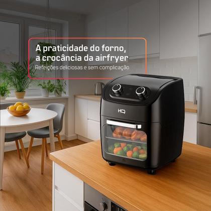 Imagem de Fritadeira Sem Óleo AirFryer Oven HQ 12 litros 3 em 1 Mecânica Com visor Preta HQ-AFO12LMVG
