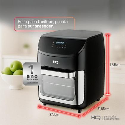 Imagem de Fritadeira Sem Óleo Airfryer Oven HQ 5 Em 1 12 Litros Digital Com Visor Preta HQ-AFO12LDVG 220V