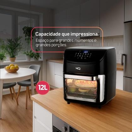 Imagem de Fritadeira Sem Óleo Airfryer Oven HQ 5 Em 1 12 Litros Digital Com Visor Preta HQ-AFO12LDVG 220V