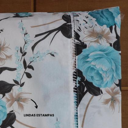 Imagem de Fronha 100% Algodão Ponto Palito Estampada Avulsa Esmeralda Tiffany