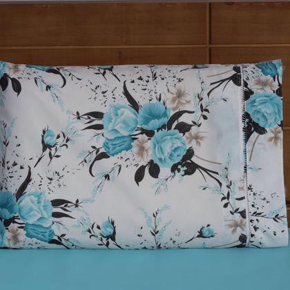 Imagem de Fronha 100% Algodão Ponto Palito Estampada Avulsa Esmeralda Tiffany