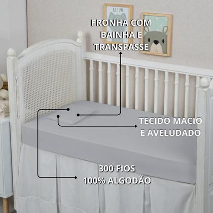 Imagem de Fronha Avulso Berço Bebê 01 Peça 300 Fios Algodão Extra Macio