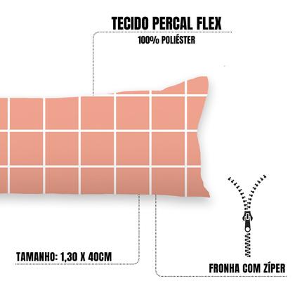 Imagem de Fronha C/ Zíper 1,30x40cm Percal Flex Estampado 400 fios Travesseiro Xuxão Toque Macio