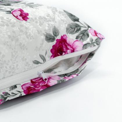 Imagem de Fronha C/ Zíper 1,30x40cm Percal Flex Estampado 400 fios Travesseiro Xuxão Toque Macio