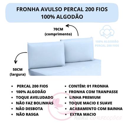 Imagem de Fronha de Travesseiro Avulso Percal 200 Fios 100% Algodão com Bainha 01 Peça Muito Macio e Lindo