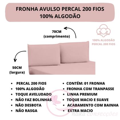 Imagem de Fronha de Travesseiro Avulso Percal 200 Fios 100% Algodão com Bainha 01 Peça Muito Macio e Lindo