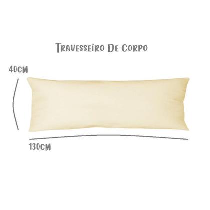 Imagem de Fronha para Travesseiro de Corpo 40x130cm Percal 200 Fios 100% Algodão Marfim Arrumadinho Enxovais