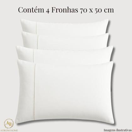 Imagem de Fronha Percal 300 Fios 100 Algodão 70x50cm Luxo Ponto Palito Kit 2 ou 4 Unidades