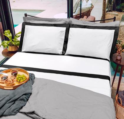 Imagem de Fronha Reffinata Plus 50x70 com abas branco e preto