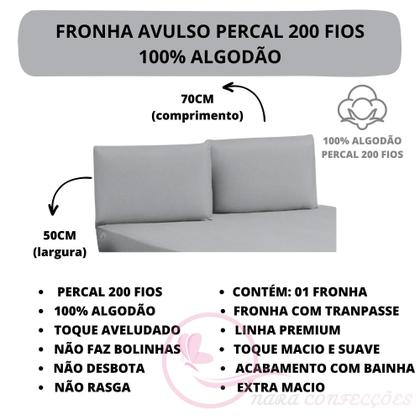 Imagem de Fronha Travesseiro Avulso Liso 01 Peça 200 Fios 100% Algodão Cama Box
