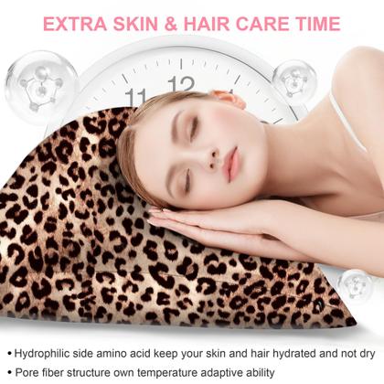 Imagem de Fronhas de seda LYSHIN Mulberry King Size Leopard Brown