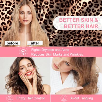 Imagem de Fronhas de seda LYSHIN Mulberry King Size Leopard Brown