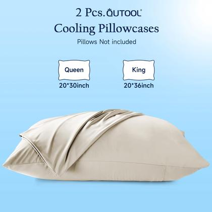 Imagem de Fronhas refrescantes QUTOOL King Size, conjunto de 2 champanhes