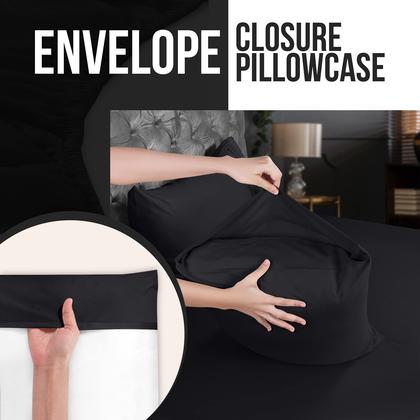 Imagem de Fronhas Utopia Bedding Queen, pacote com 2 unidades, microfibra macia preta