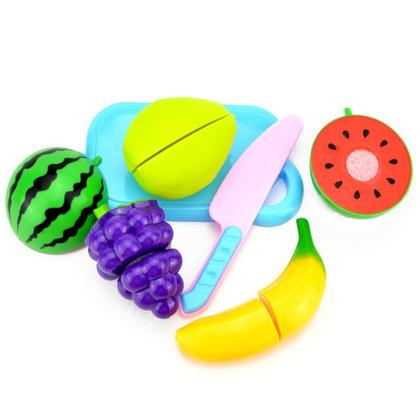 Imagem de Fruta de Brinquedo Com tiras autocolantes Comidinha Para Cortar Educativo Alimentos Vegetais